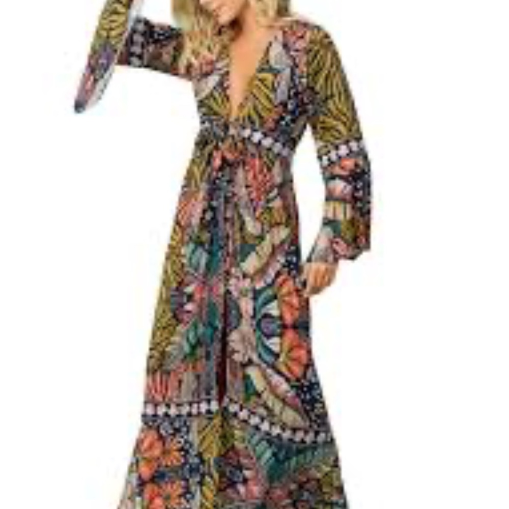 MAAJI ANASTASIA TROPICAL JAGUAR MAXI DRESS M - Anthropologie